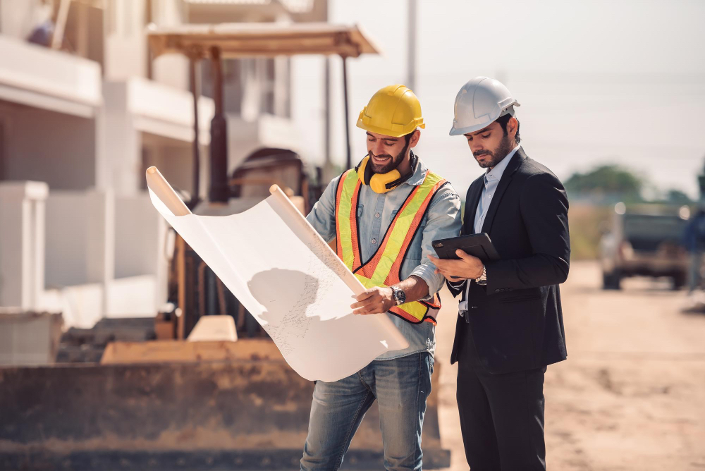 Dois profissionais da Construção Civil a postos para o trabalho